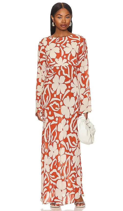 FAITHFULL THE BRAND Shiva Maxi Dress in Rust