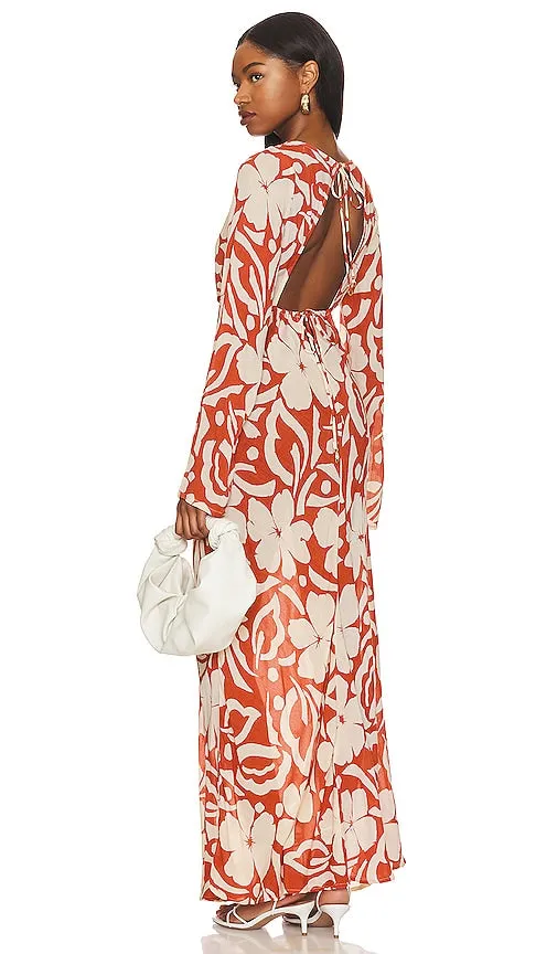FAITHFULL THE BRAND Shiva Maxi Dress in Rust