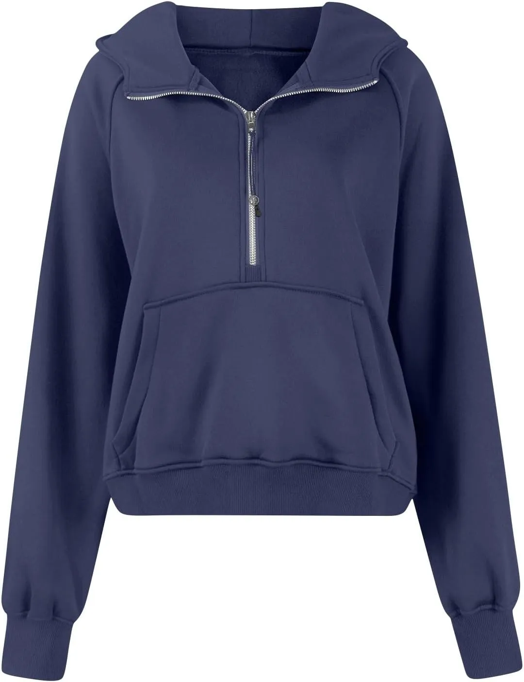 fanmpghleoo Oversized Hoodies for Women Half Zip Mock Neck Fleece Hooded Sweatshirt Loose Fit Thumb Hole Pullover Hoodie
