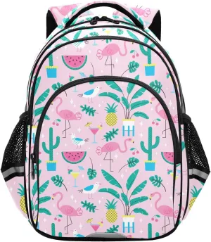 Flamingo Watermelon Toddler Backpack for Boys Girls 3-8 Bookbags for Preschool Kids Backpack for Kindergarten School Bag for Elementary for tag2 15.3in
