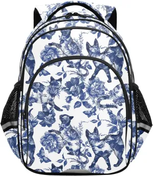 Flowers Boho Cats Toddler Backpack for Boys Girls 3-8 Kids Backpack for Kindergarten School Bag for Elementary Bookbags for Preschool for tag2 15.3in