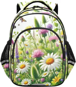 Flowers Butterfly Floral Toddler Backpack for Boys Girls 3-8 School Bag for Elementary Bookbags for Preschool Kids Backpack for Kindergarten 15.3in