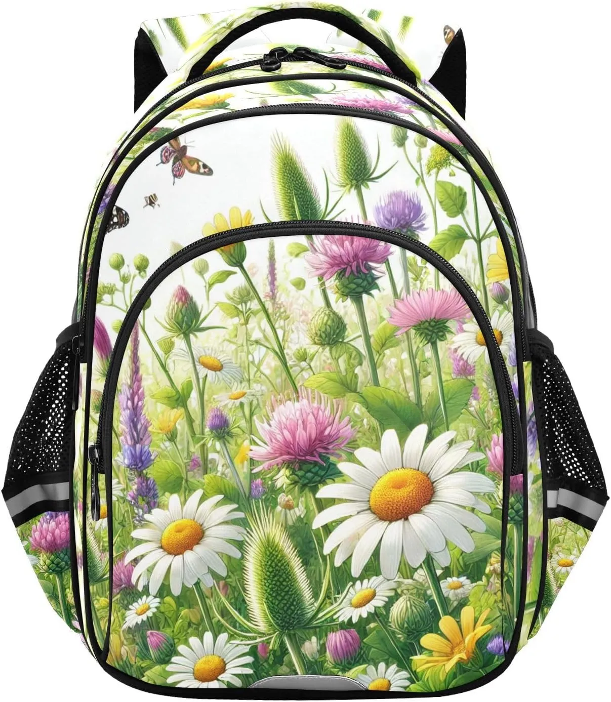 Flowers Butterfly Floral Toddler Backpack for Boys Girls 3-8 School Bag for Elementary Bookbags for Preschool Kids Backpack for Kindergarten 15.3in
