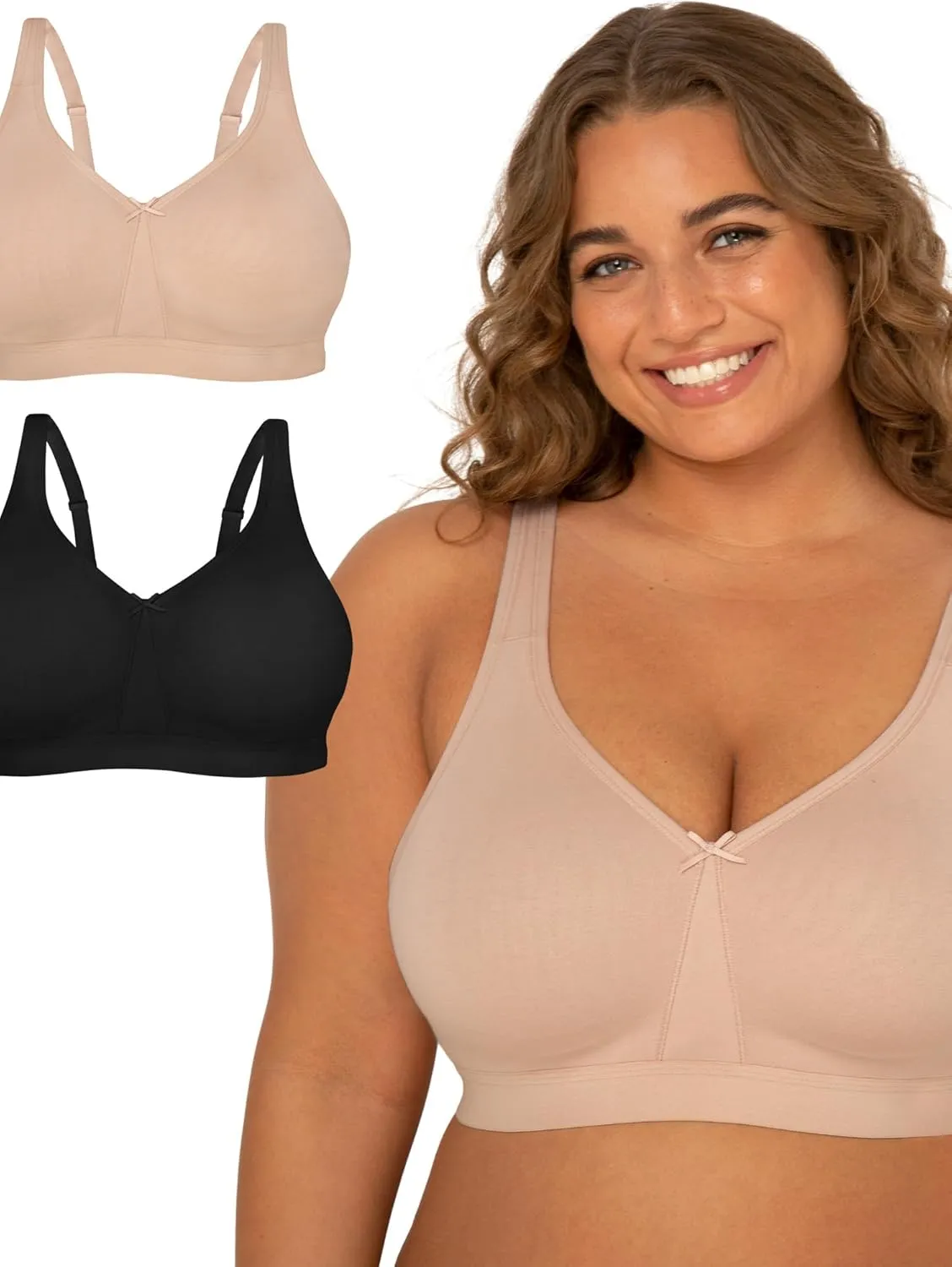 Fruit of the Loom Women's Fit for Me Collection: Plus-Size Wireless Bra - Soft Cotton Comfort & Support