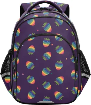 Fruit Strawberry Rainbow Toddler Backpack for Boys Girls 3-8 Kids Backpack for Elementary School Bag for Preschool Bookbags for Kindergarten for tag2 15.3in