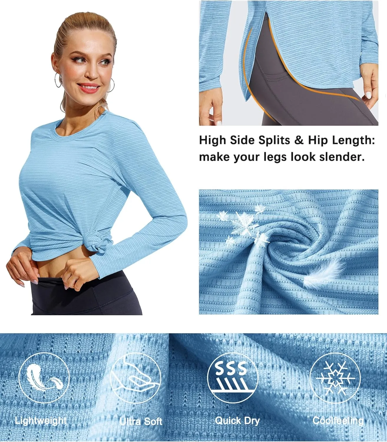 G4Free Women Long Sleeve UV Shirts Quick Dry Moisture Wicking Hiking Shirts Workout Tops for Women