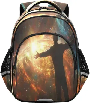 Galaxy Man Orange Toddler Backpack for Boys Girls 3-8 Kids Backpack for Elementary School Bag for Preschool Bookbags for Kindergarten 15.3in