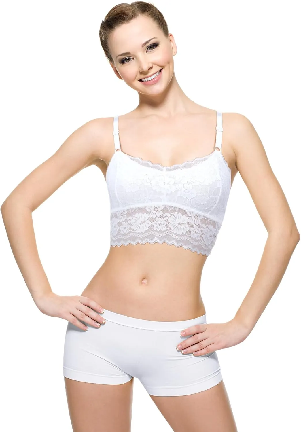 Geyoga 6 Pack Women's Lace Cami Top, Wireless Bralette Floral Non Padded Bandeau Bras with Straps