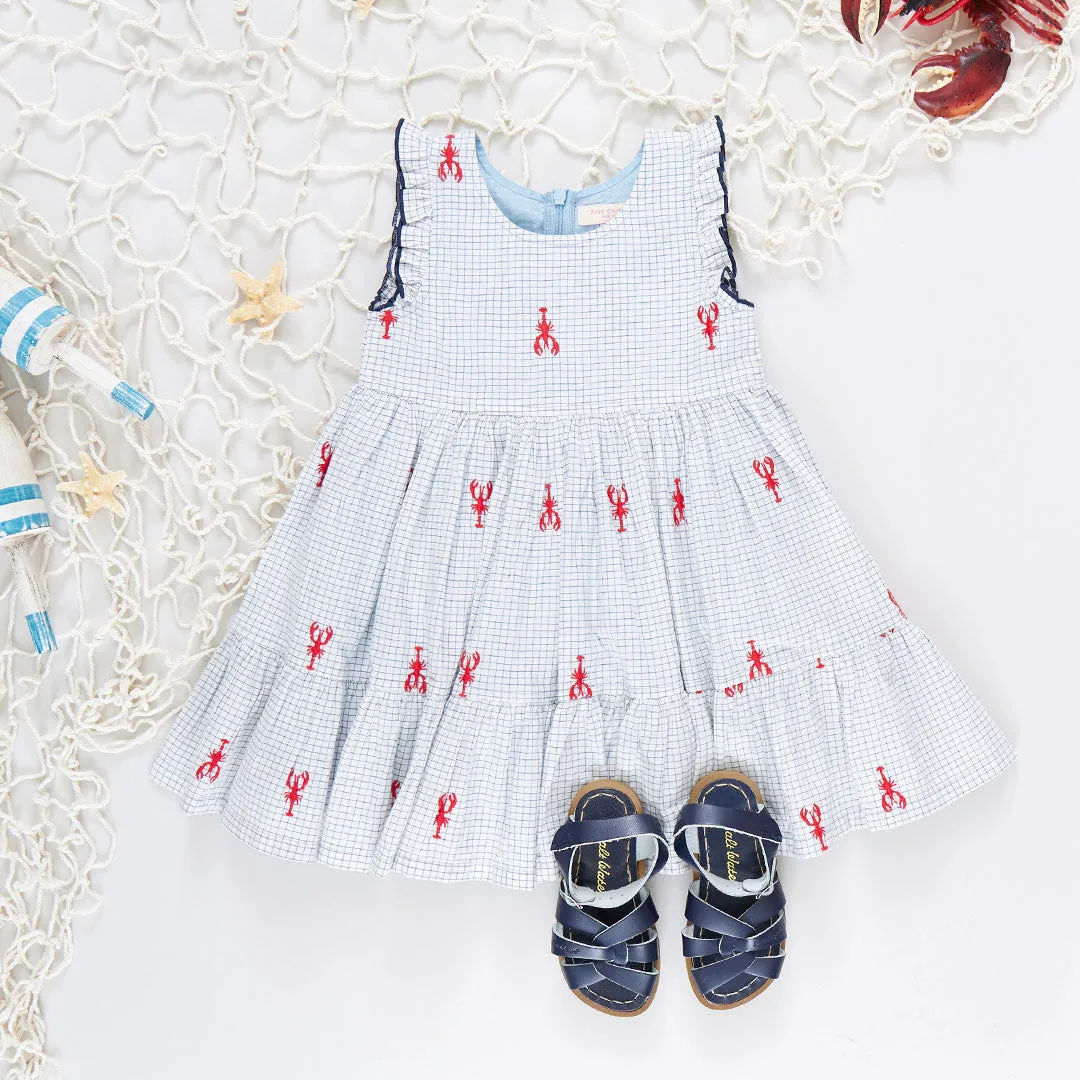 Girls Kelsey Dress - Lobster Check