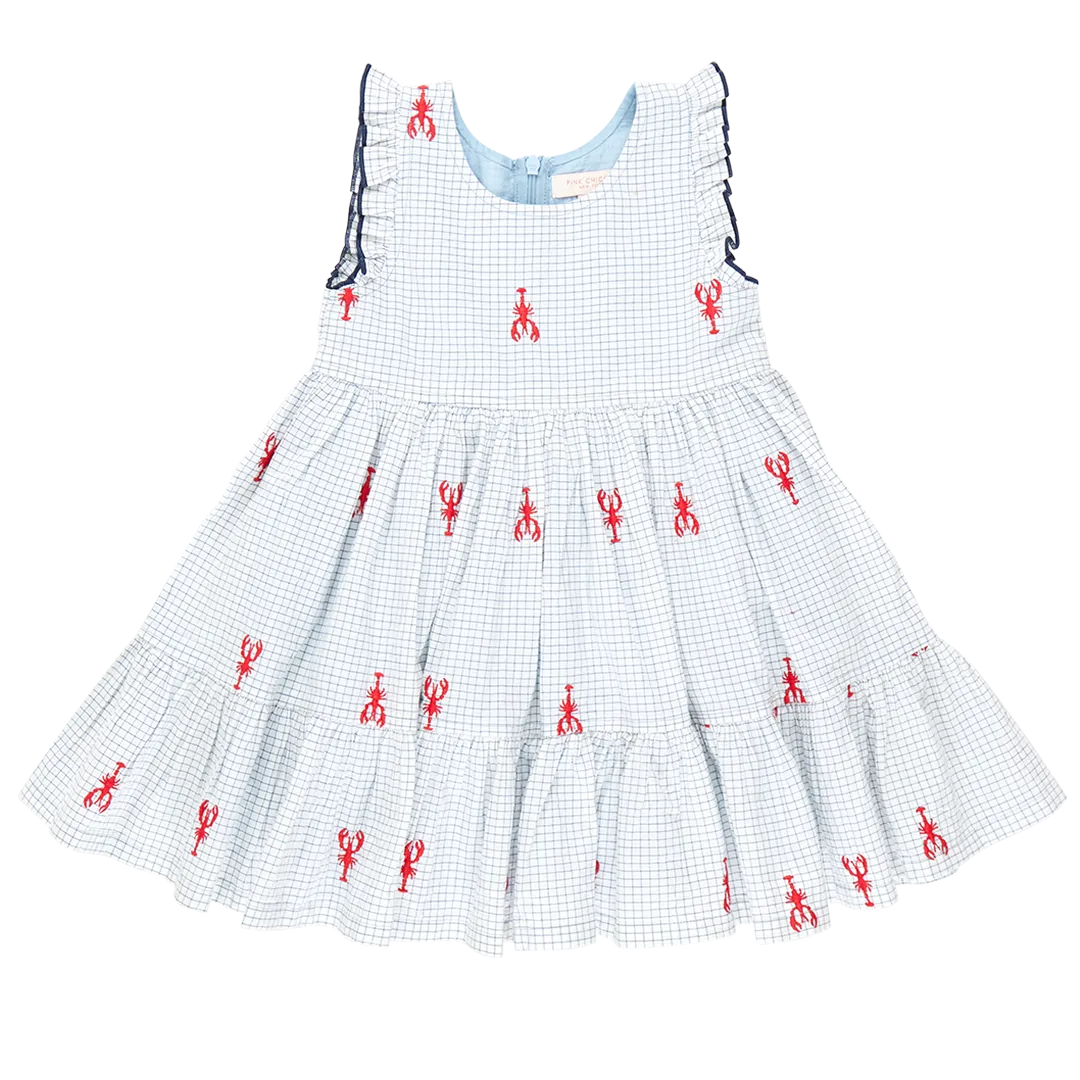 Girls Kelsey Dress - Lobster Check