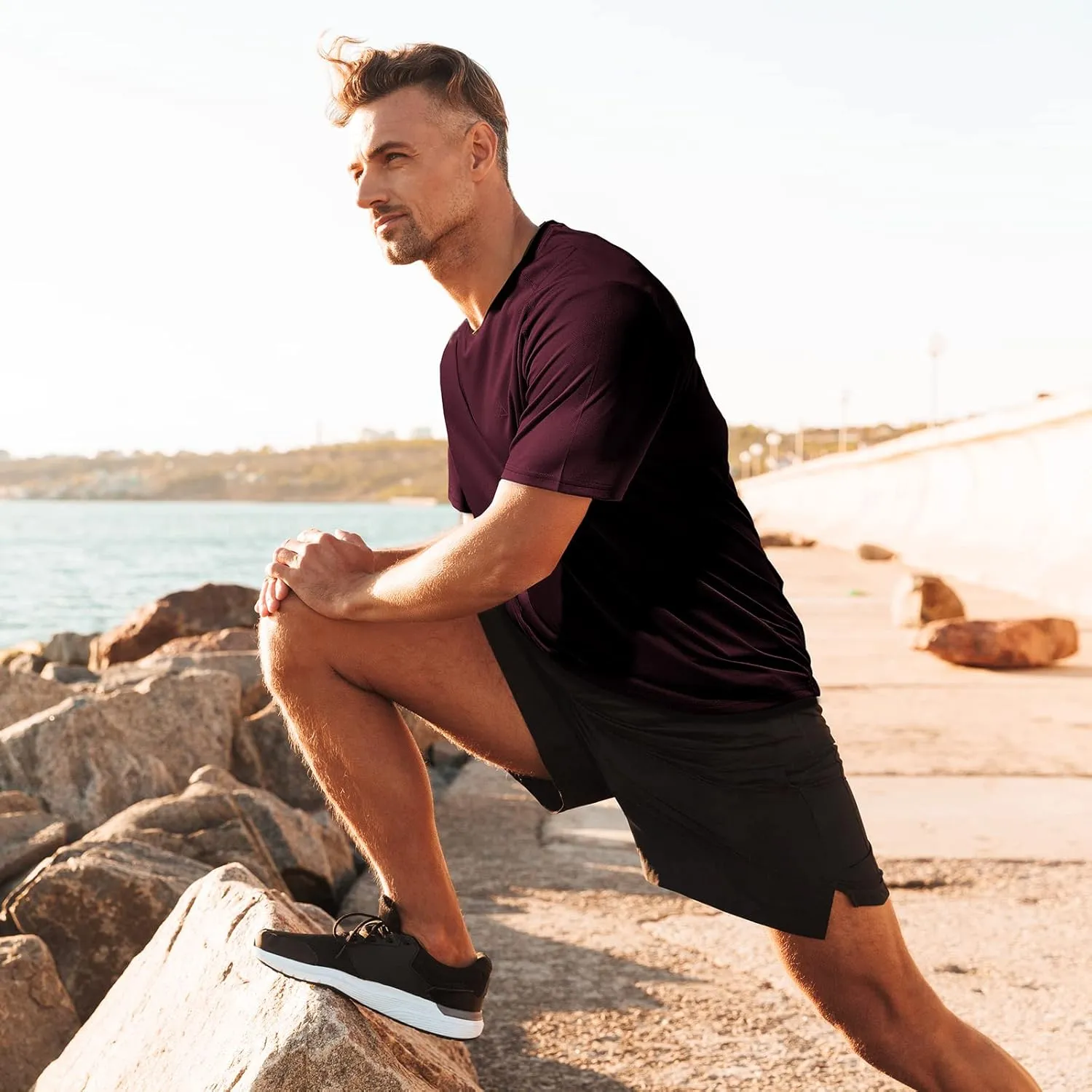 Haimont Men's Dry Fit Athletic Shirts for Running Workout Moisture Wicking Quick Dry Outdoor Short Sleeve T-Shirts