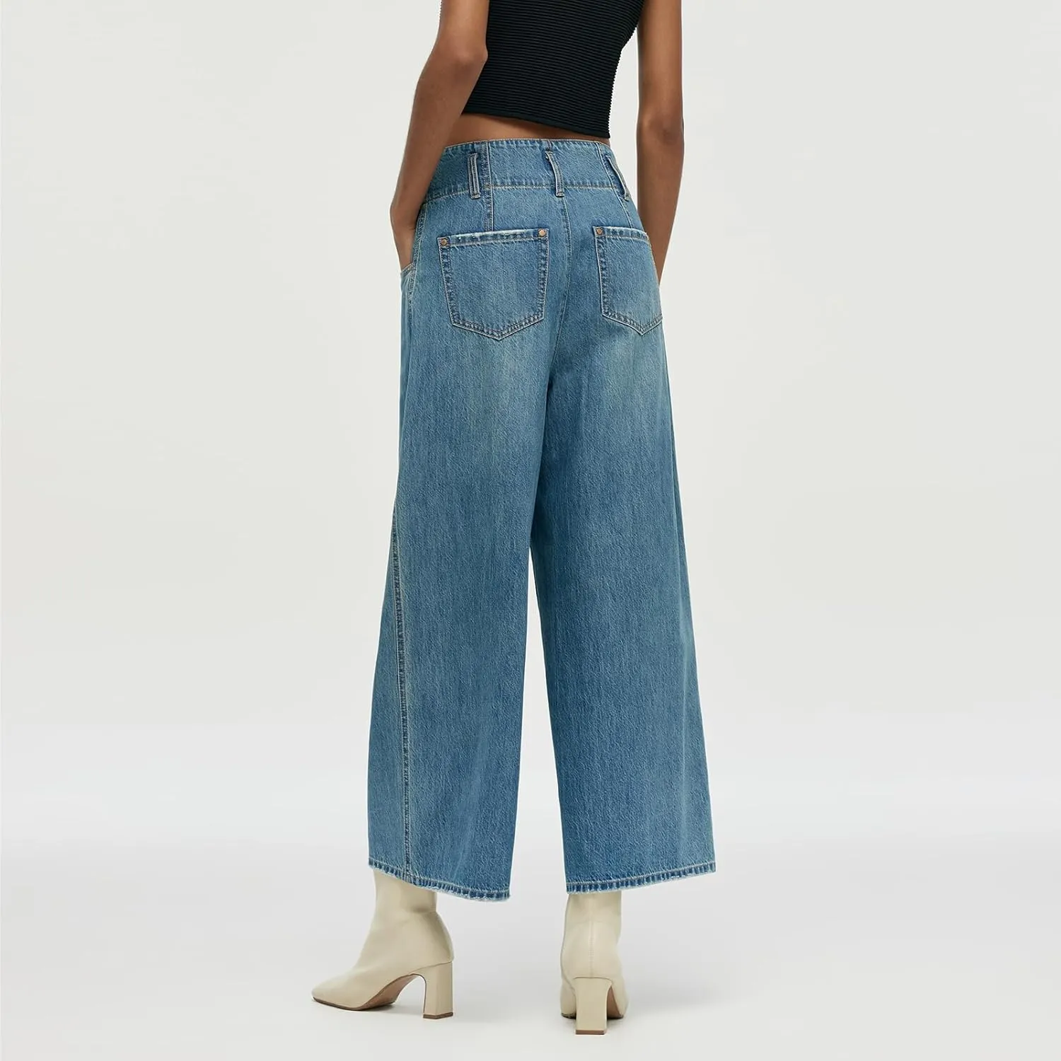 High Waisted Pants for Women Trendy Wide Leg Boyfriends Baggy Jeans y2k with Pockets
