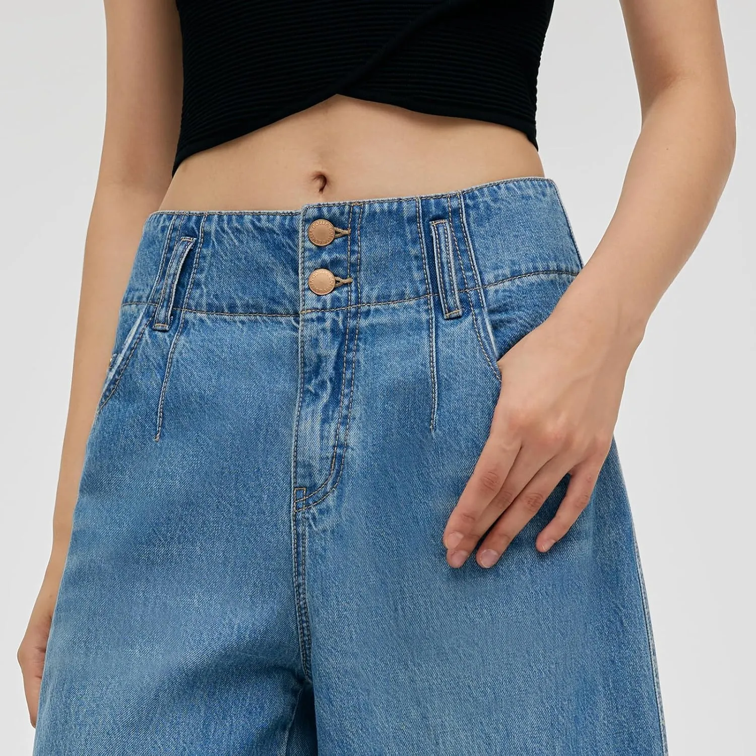 High Waisted Pants for Women Trendy Wide Leg Boyfriends Baggy Jeans y2k with Pockets