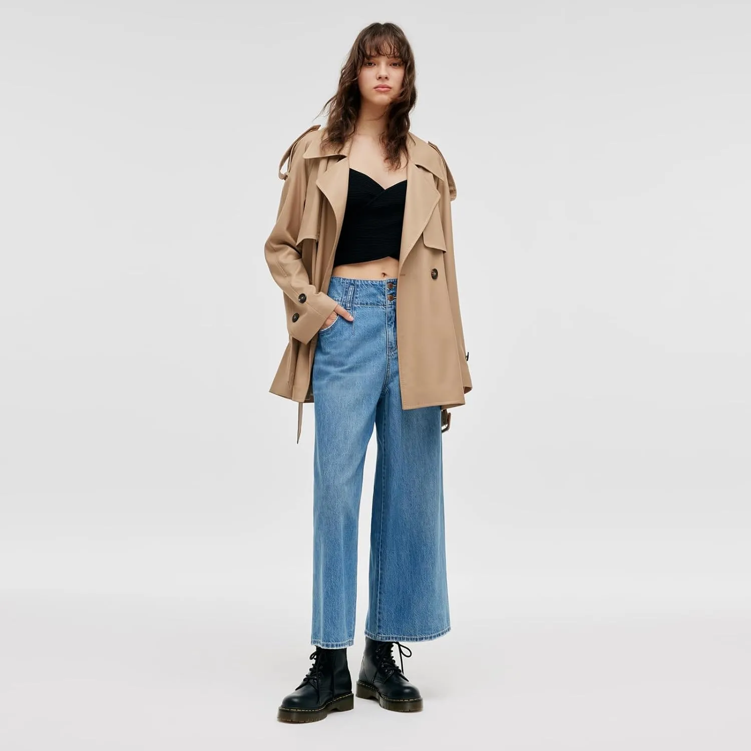 High Waisted Pants for Women Trendy Wide Leg Boyfriends Baggy Jeans y2k with Pockets