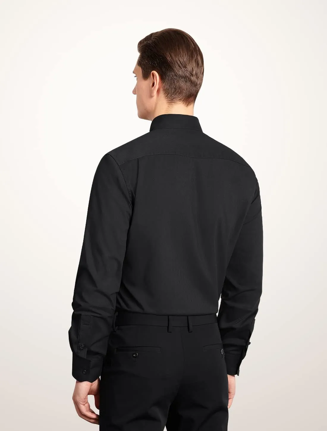 HISDERN Mens Business Dress Shirts Long Sleeve Casual Button Down Shirt Formal Inner Collar Contrast Shirt for Men Wedding