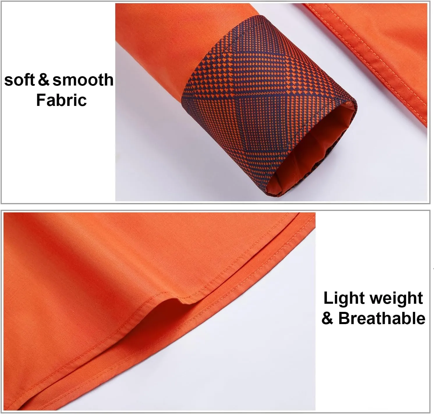 HISDERN Mens Business Dress Shirts Long Sleeve Casual Button Down Shirt Formal Inner Collar Contrast Shirt for Men Wedding