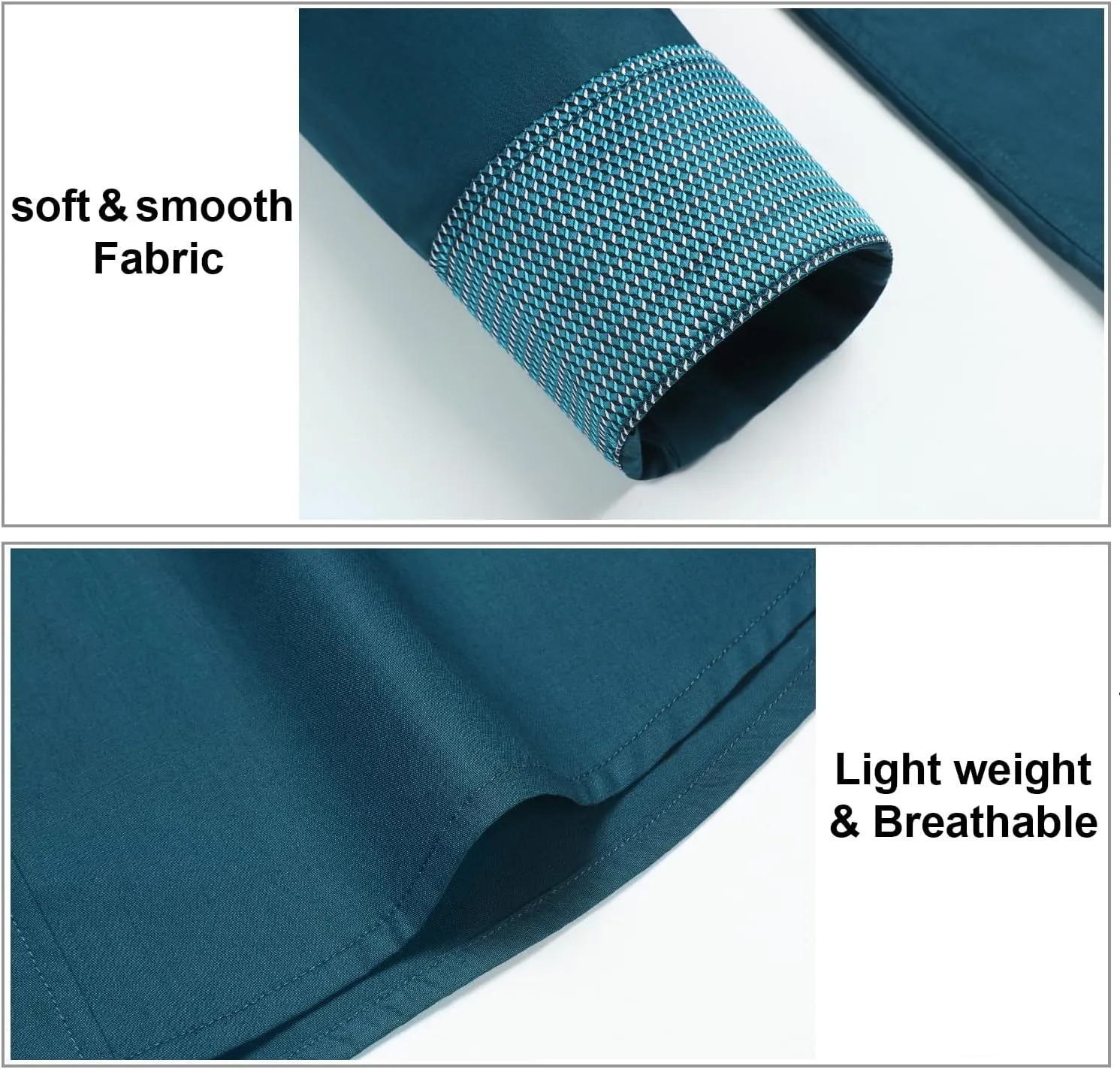 HISDERN Mens Business Dress Shirts Long Sleeve Casual Button Down Shirt Formal Inner Collar Contrast Shirt for Men Wedding