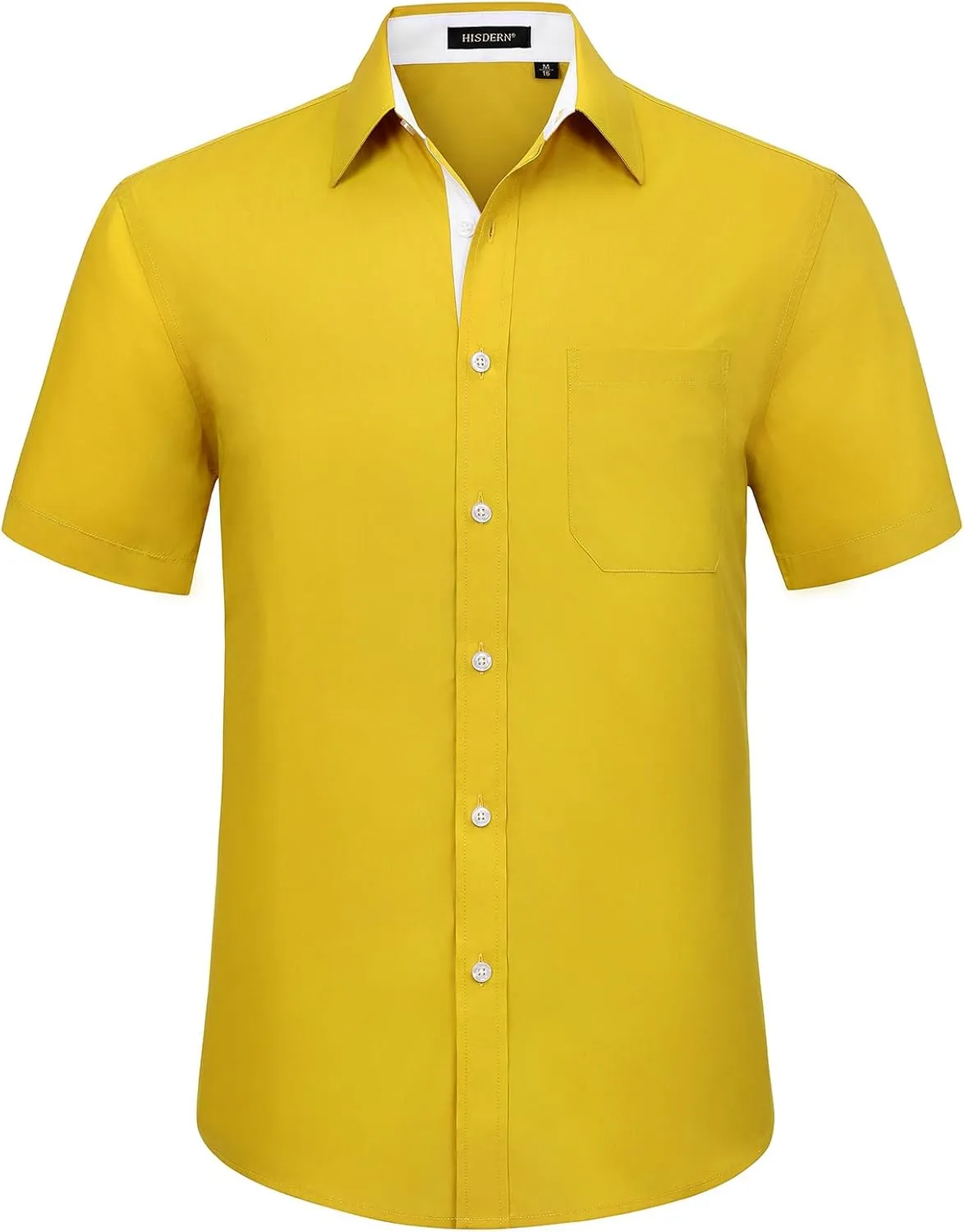 HISDERN Mens Short Sleeve Dress Shirts Business Casual Shirts for Men Button Down Shirt Formal Summer with Pocket