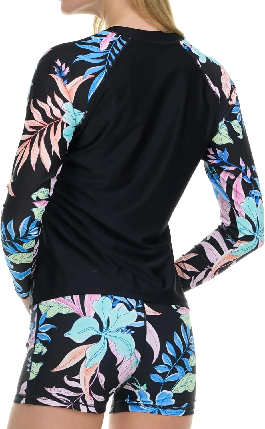 Hurley Womens Two Piece Rash Guard & Swim Shorts, Long Sleeve Swim Shirt, Quick Dry Swimsuits UPF 50  SPF Sun & UV Protection