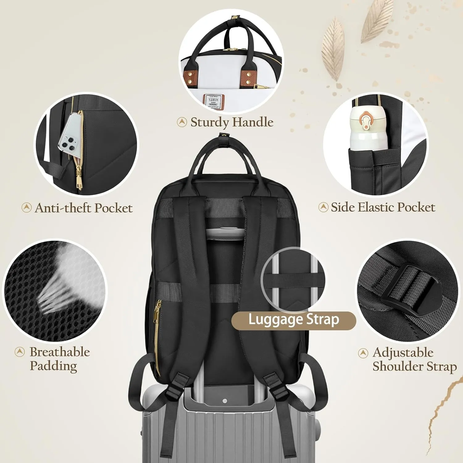 IGOLUMON Backpack for Women 17 Inch Laptop Backpack Work Business Backpacks Purse Waterproof Computer College Carry on Backpacks Nurse Bag Backbag 2 Sets Casual Daypack for Travel