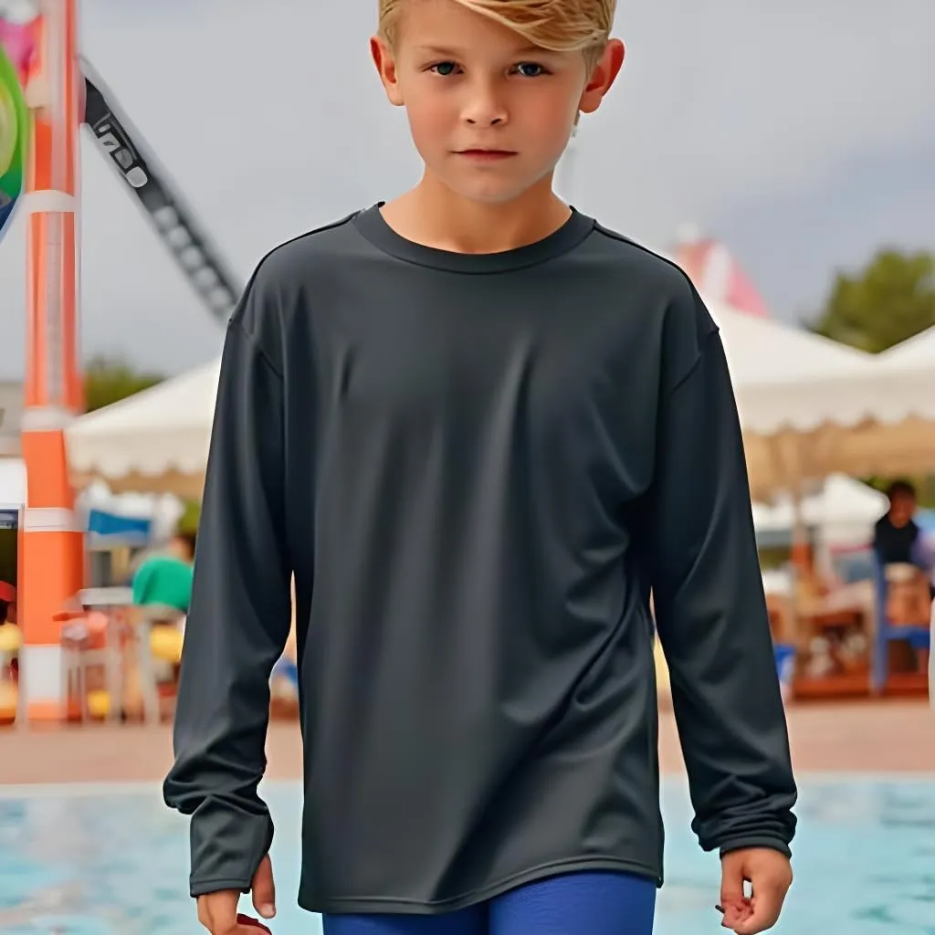 INGEAR Boys' Rash Guard with UPF 50  Sun Protection, Quick-Dry Swim Shirts for Boys, Lightweight and Dry Fit Sizes XS-XL