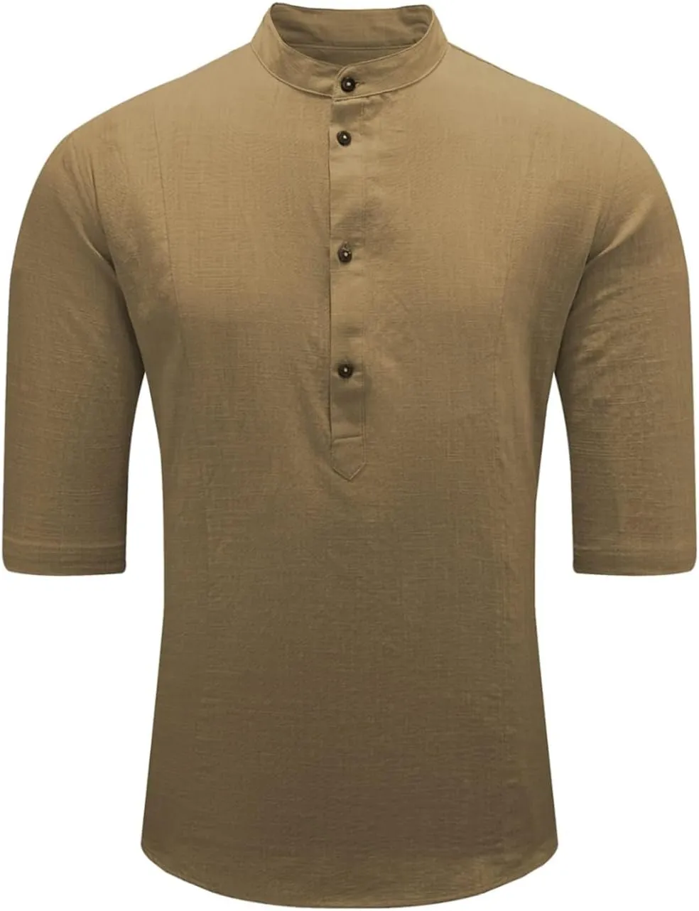 JMIERR Mens Cotton Linen Henley Shirt Casual Button Down Short Sleeve Tropical Shirts Summer Beach T Shirts