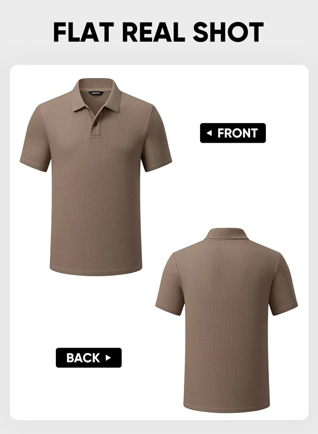 JMIERR Men's Waffle Polo Shirts Summer Casual Short Sleeve T-Shirt Button Up Solid Color Henley Shirts