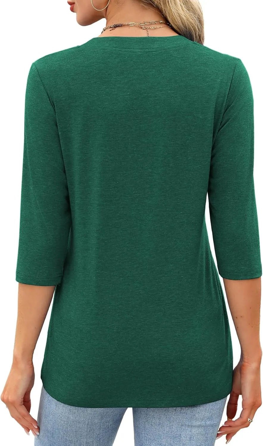 JomeDesign Womens Tops 3/4 Sleeve V Neck Shirts Dressy Casual Tunic Blouses Summer Tees
