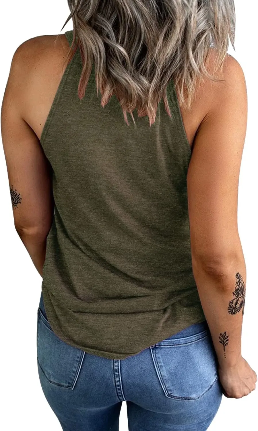 KINLONSAIR Women's Summer Sleeveless Halter Tee Shirts Crew Neck Workout Tank Tops Casual Plain Cami Shirts