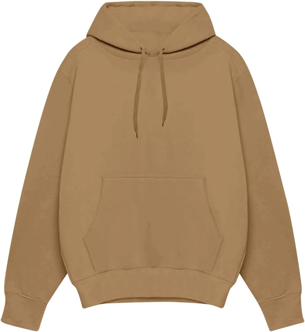 KUIOLYPOER Mens Hoodies 2024 Fall Solid Color Drawstring Long Sleeve Sweatshirt Loose Large Size Casual Pocket Pullover