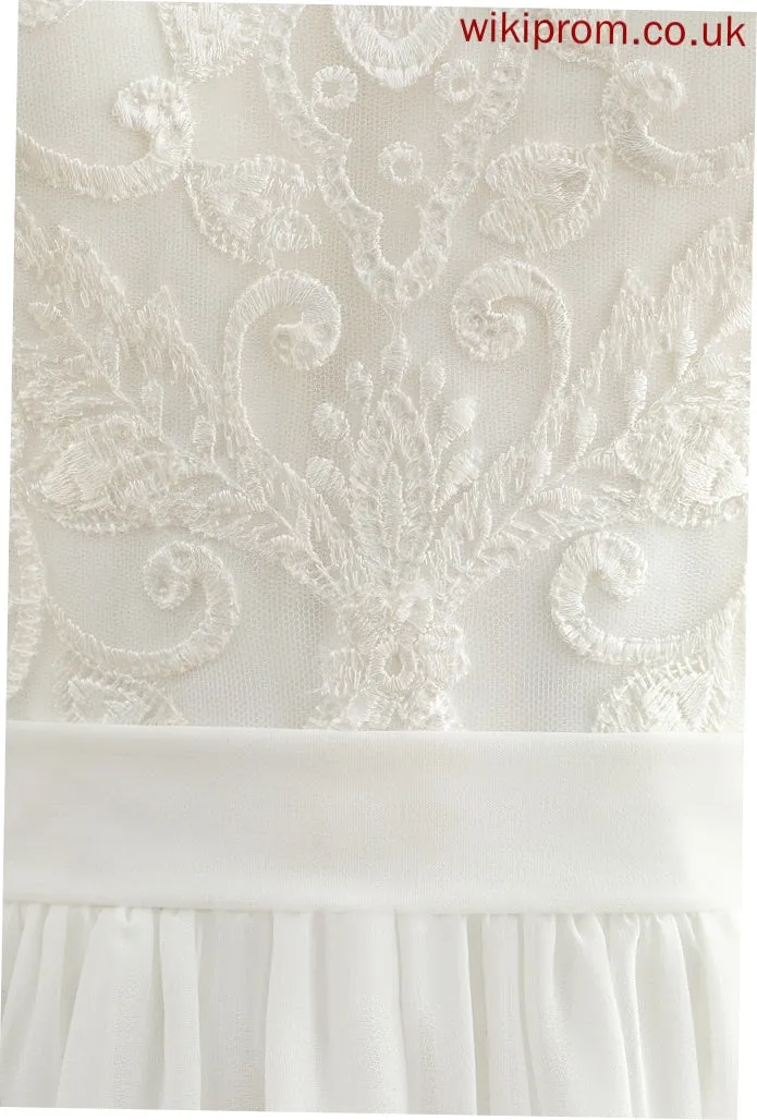 Lace A-Line Knee-Length Sequins With Kenna Wedding Wedding Dresses Dress Scoop Chiffon