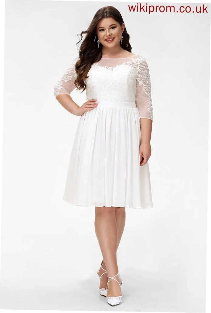 Lace A-Line Knee-Length Sequins With Kenna Wedding Wedding Dresses Dress Scoop Chiffon