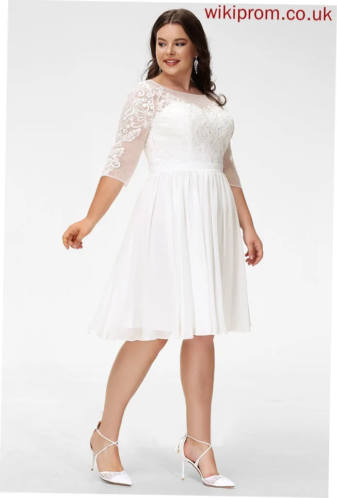 Lace A-Line Knee-Length Sequins With Kenna Wedding Wedding Dresses Dress Scoop Chiffon