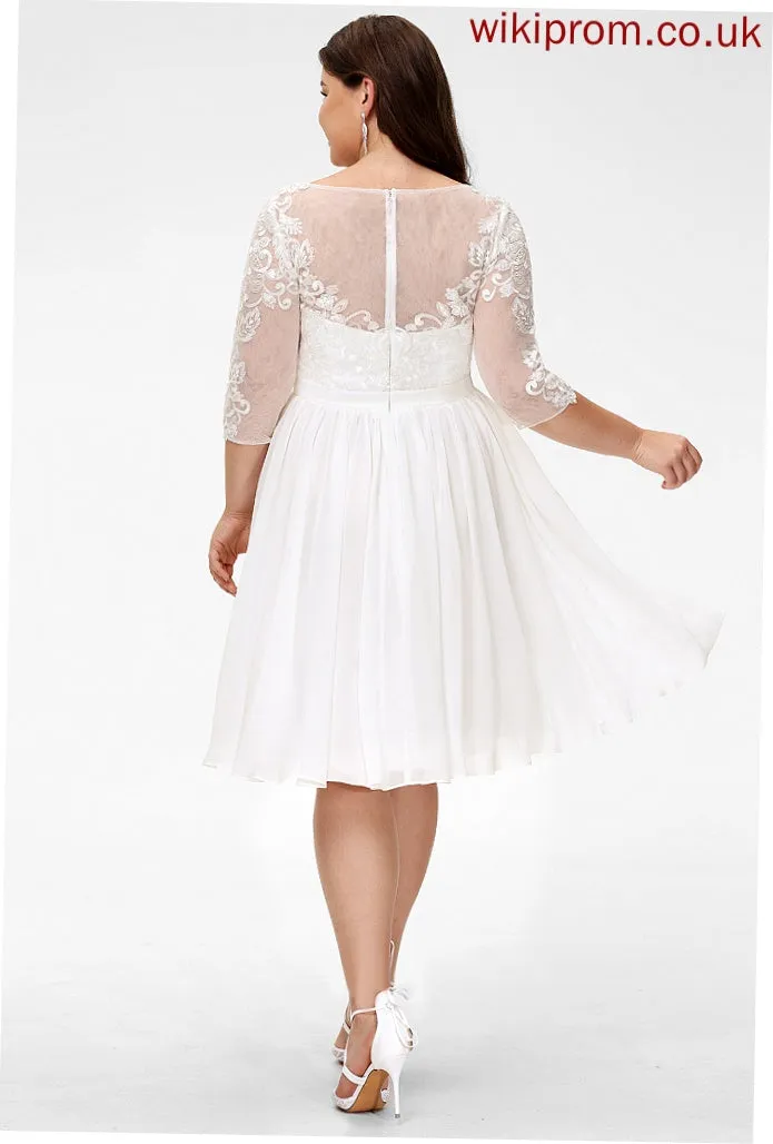 Lace A-Line Knee-Length Sequins With Kenna Wedding Wedding Dresses Dress Scoop Chiffon
