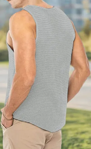 Lanliun See Through Sleeveless Tank Tops for Men Casual Unique Workout Outdoor T Shirts Gym Muscle Shirts
