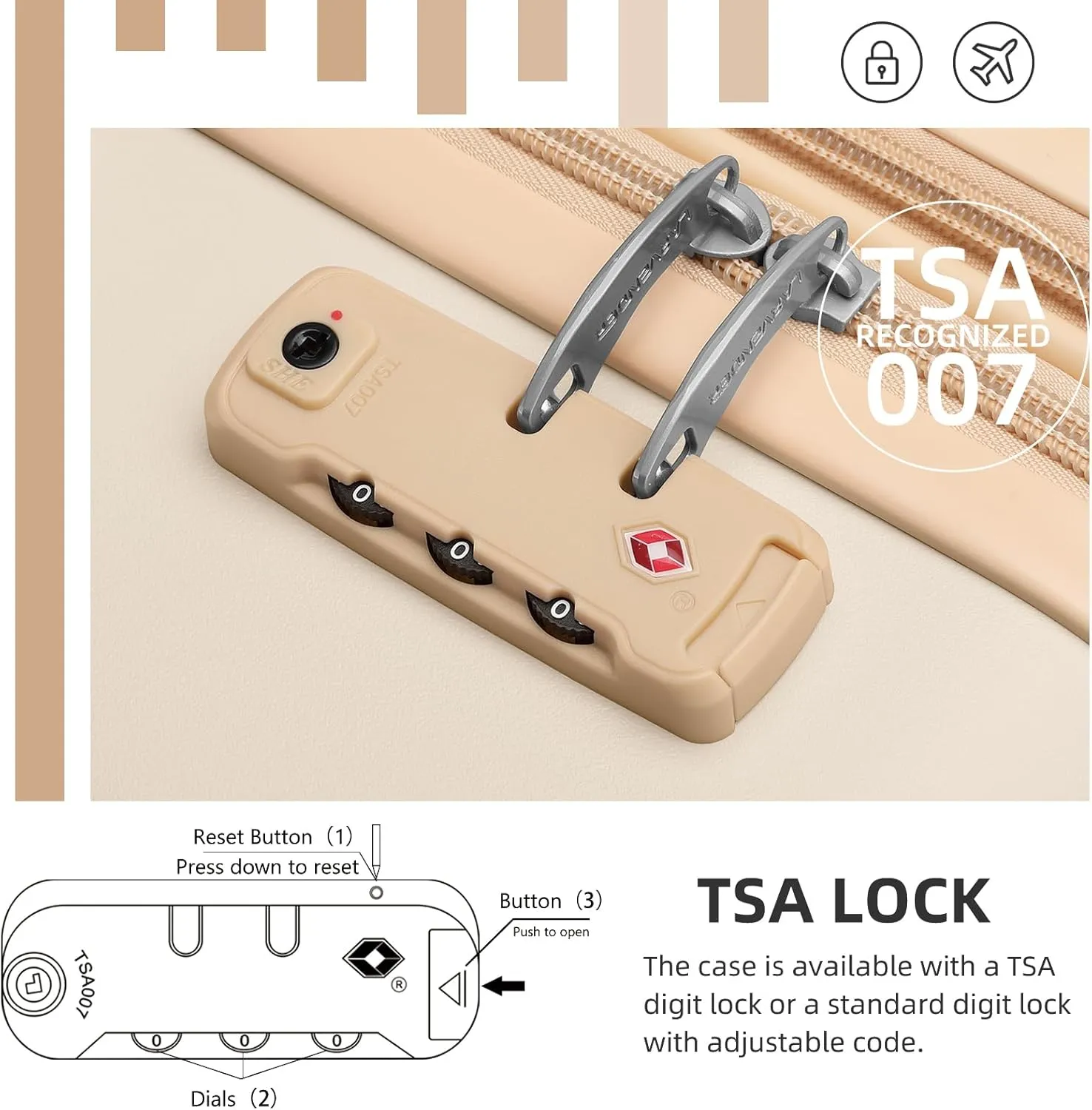 LARVENDER Luggage Sets 6 Piece, Expandable Luggage Hardshell Carry on Suitcase Sets with Spinner Wheels TSA Locks, Vintage Travel Luggage Set for Women, Cloud Cream
