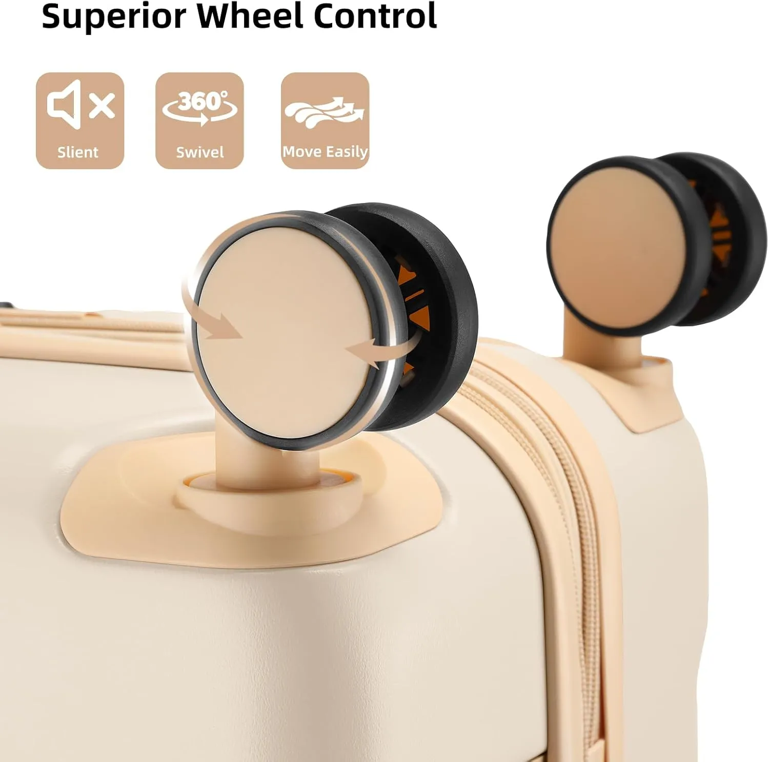 LARVENDER Luggage Sets 6 Piece, Expandable Luggage Hardshell Carry on Suitcase Sets with Spinner Wheels TSA Locks, Vintage Travel Luggage Set for Women, Cloud Cream