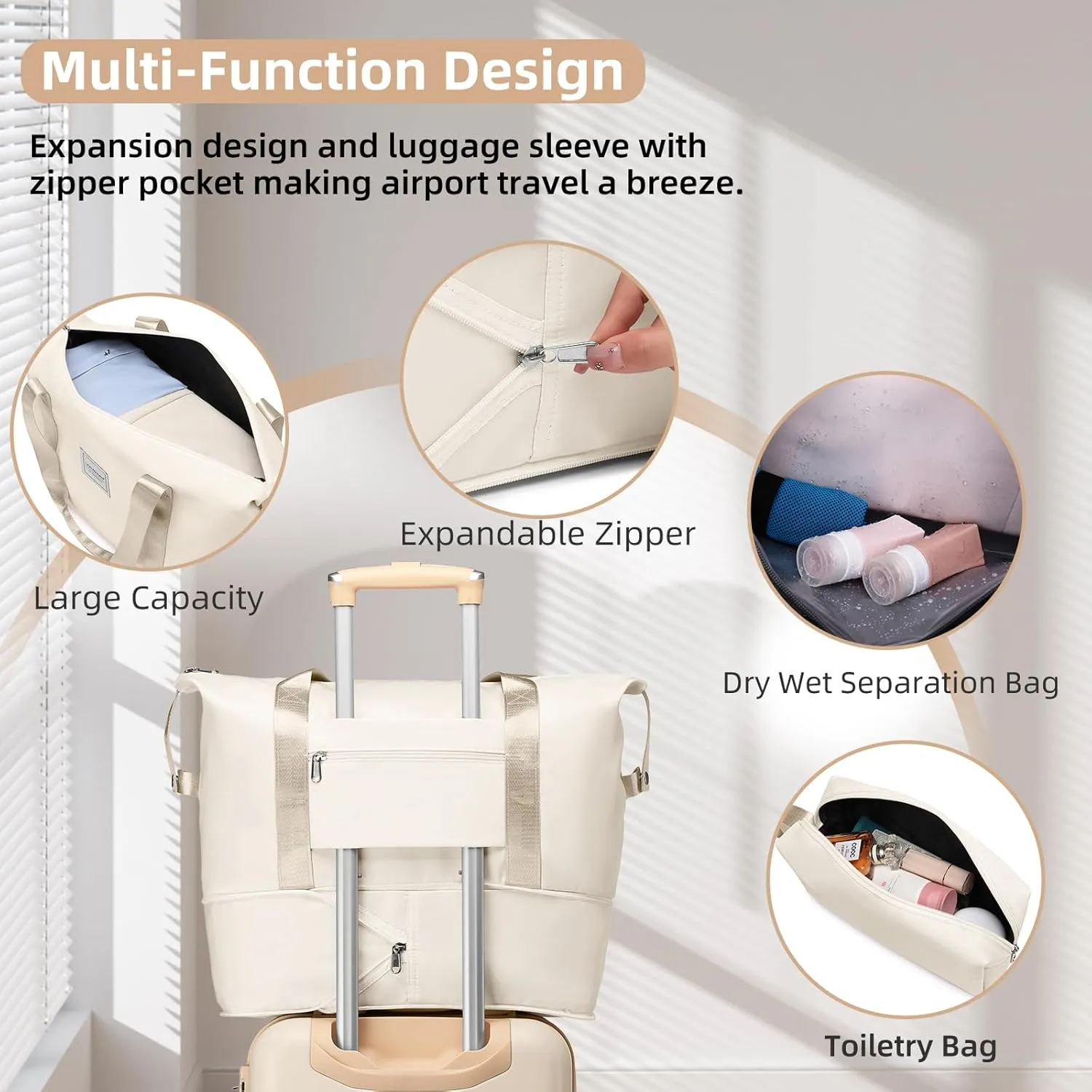 LARVENDER Luggage Sets 6 Piece, Expandable Luggage Hardshell Carry on Suitcase Sets with Spinner Wheels TSA Locks, Vintage Travel Luggage Set for Women, Cloud Cream