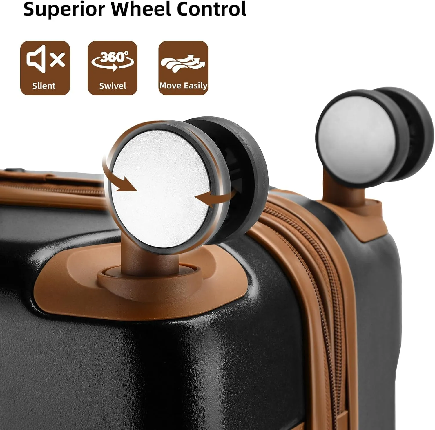 LARVENDER Luggage Sets 6 Piece, Expandable Luggage Hardshell Suitcase Sets with Spinner Wheels TSA Locks, Vintage Travel Luggage Set Clearance for Men and Women, Black Brown
