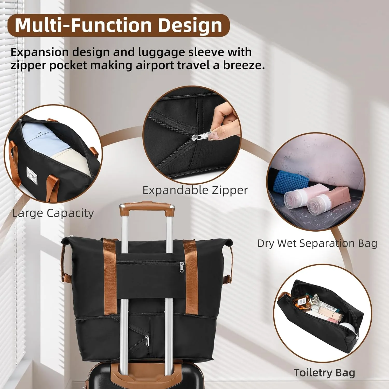 LARVENDER Luggage Sets 6 Piece, Expandable Luggage Hardshell Suitcase Sets with Spinner Wheels TSA Locks, Vintage Travel Luggage Set Clearance for Men and Women, Black Brown