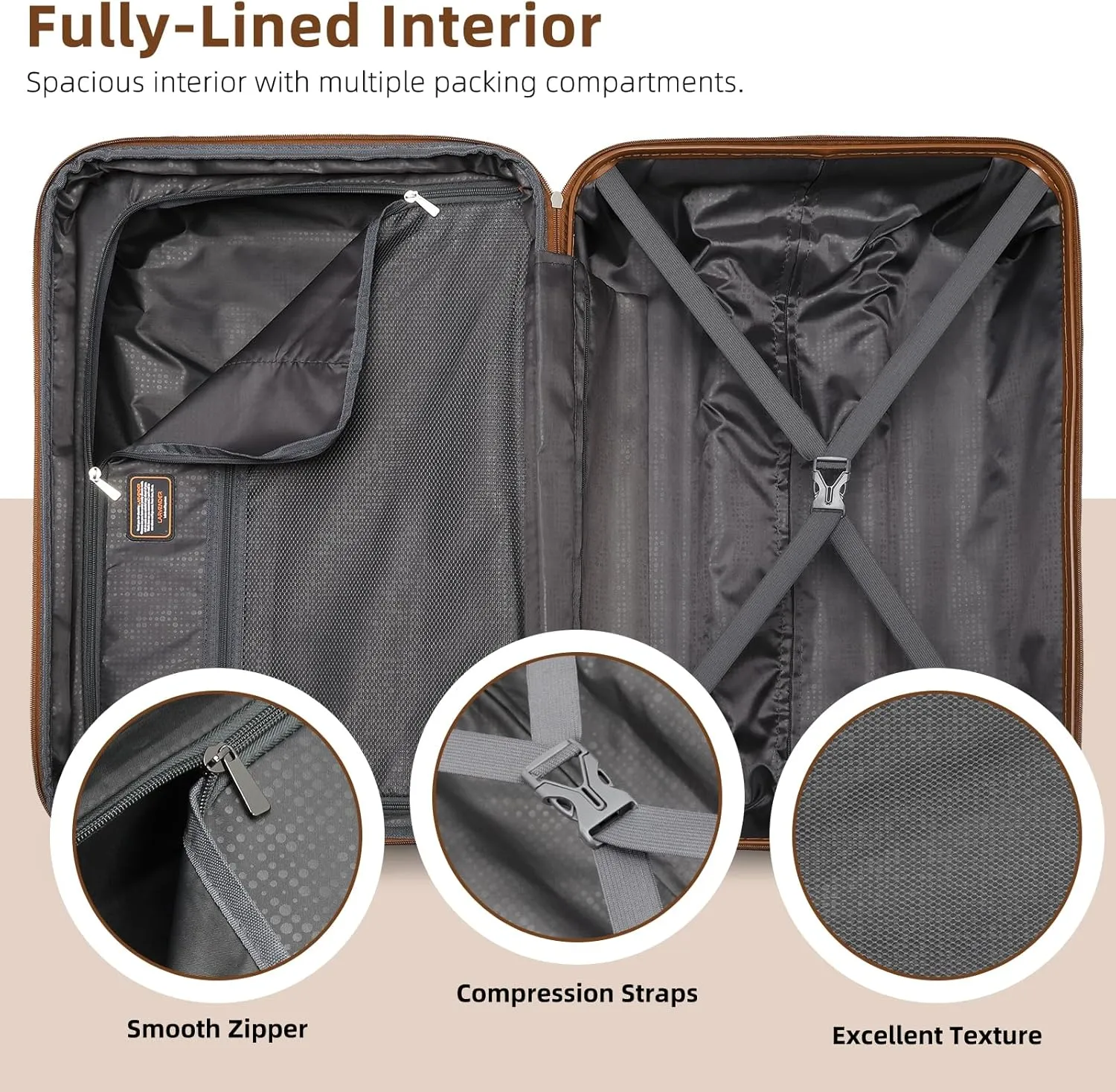 LARVENDER Luggage Sets 6 Piece, Expandable Luggage Hardshell Suitcase Sets with Spinner Wheels TSA Locks, Vintage Travel Luggage Set Clearance for Men and Women, Black Brown