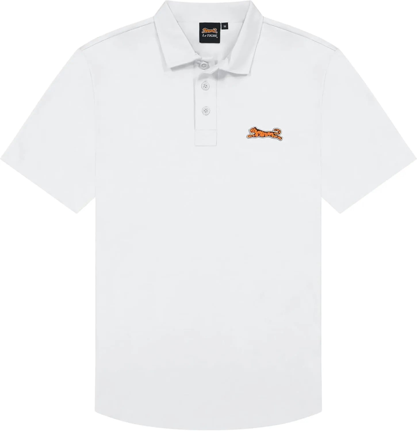 Le TIGRE Classic Cotton Polo Shirts for Men - Breathable Collared Shirts for Men with Stretch - Machine Washable Mens Polo Shirts - White, Size L
