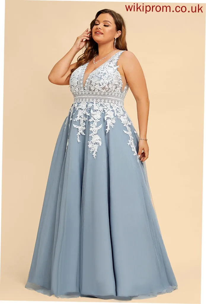 Lexie Prom Dresses V-neck Ball-Gown/Princess Tulle Floor-Length