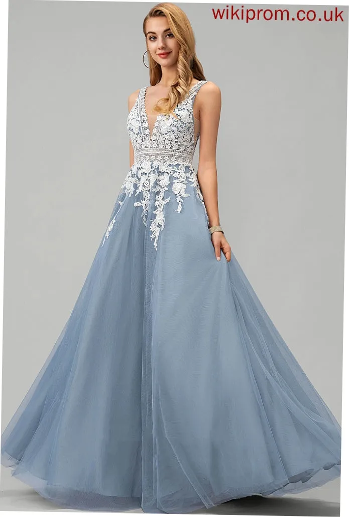 Lexie Prom Dresses V-neck Ball-Gown/Princess Tulle Floor-Length
