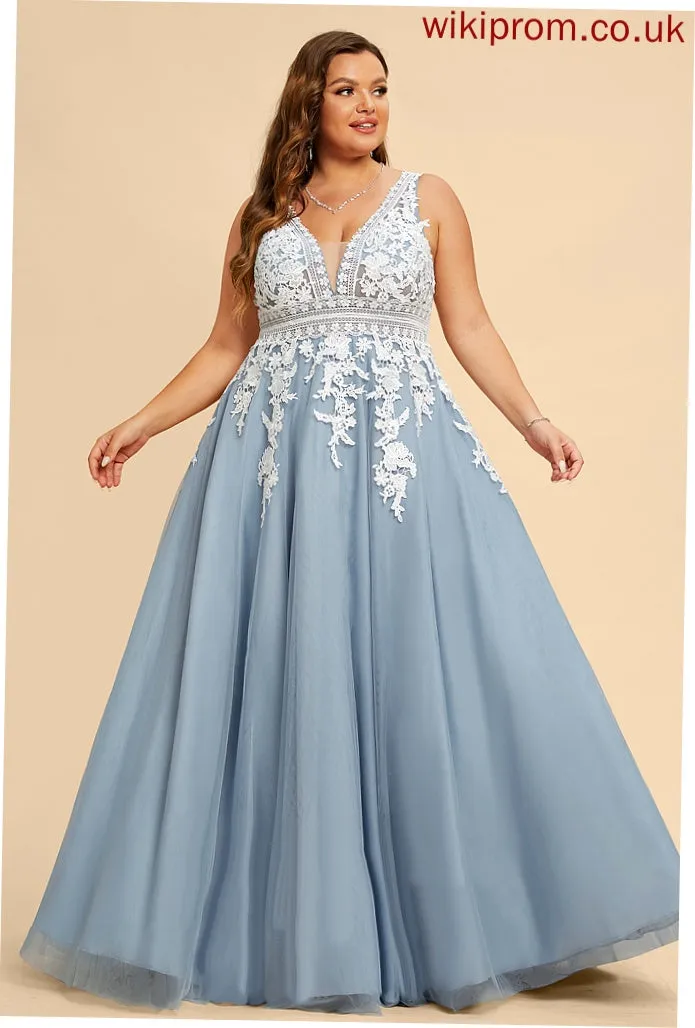 Lexie Prom Dresses V-neck Ball-Gown/Princess Tulle Floor-Length