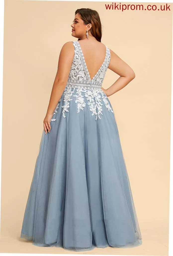 Lexie Prom Dresses V-neck Ball-Gown/Princess Tulle Floor-Length
