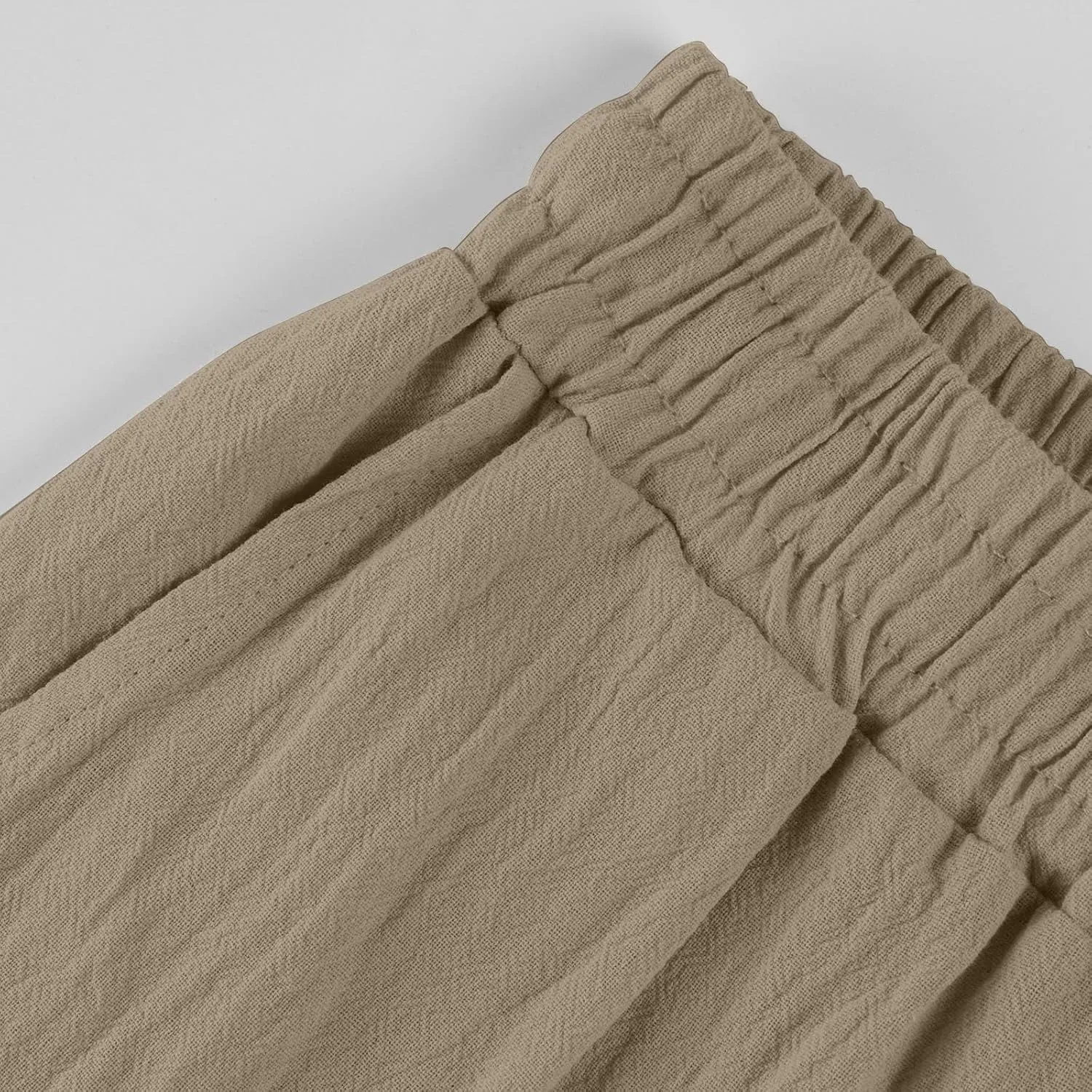 Linen Capri Pants for Women Rolled Hem High Waisted Straight Leg Pants Loose Casual Summer Beach Pant with Pockets