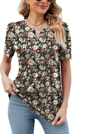 LUYAA Women's Long Sleeve Casual Blouses Dressy Tunic Top V Neck Button Office Wear Fall Winter