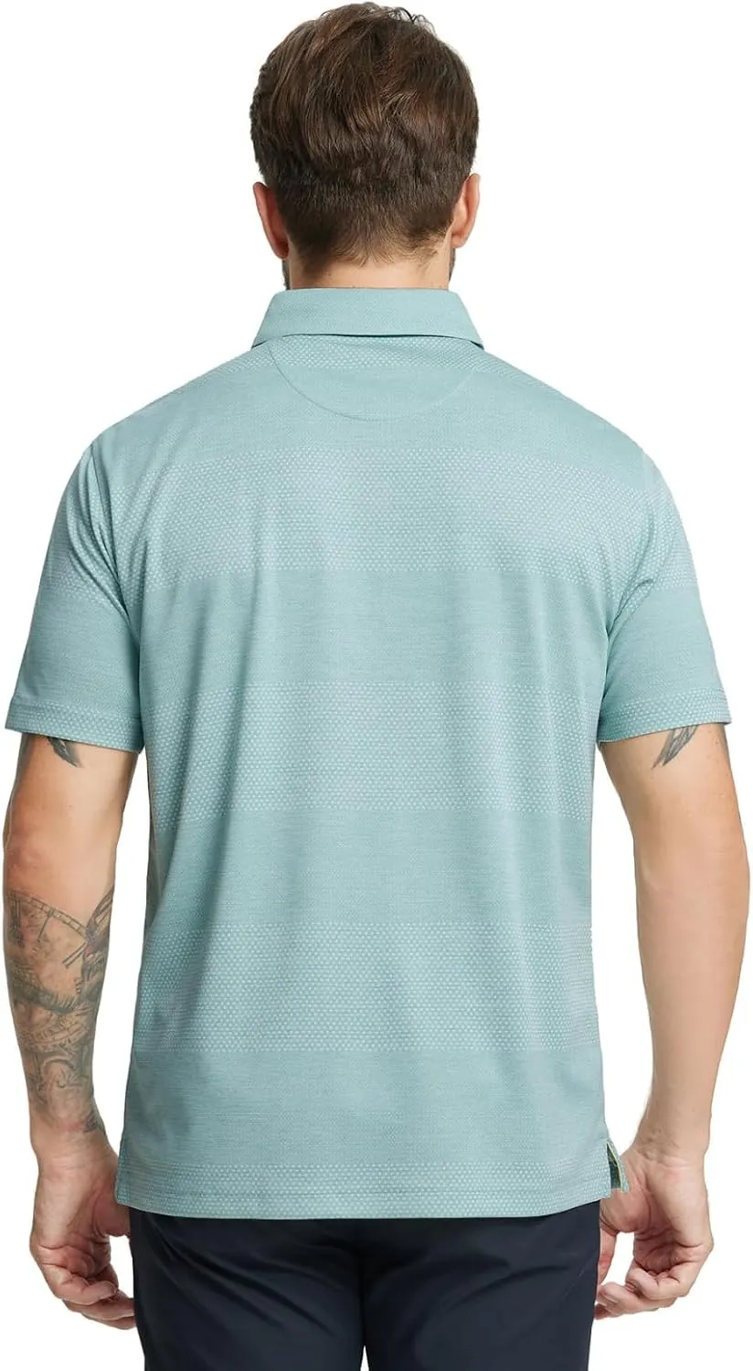 M MAELREG Golf Shirts for Men Heather Jacquard Performance Lightweight Moisture Wicking Active Casual Mens Polo Shirts