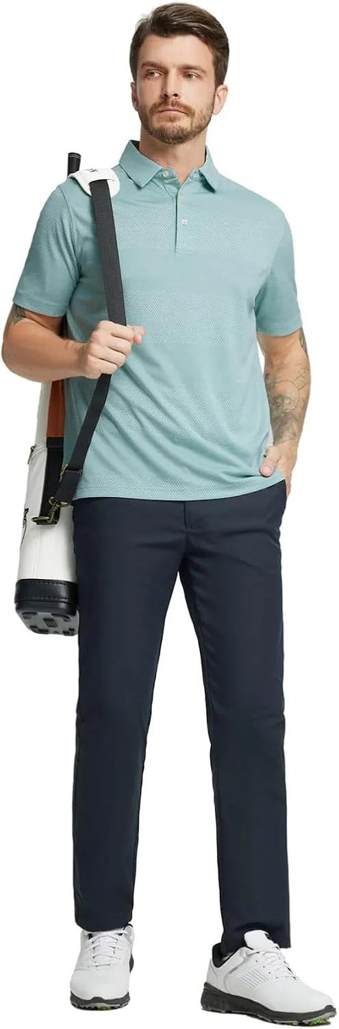 M MAELREG Golf Shirts for Men Heather Jacquard Performance Lightweight Moisture Wicking Active Casual Mens Polo Shirts